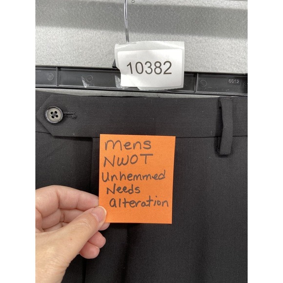 Savile Row Pants Mens Sz 40W Black Strand Straight Leg *Un-hemmed*‎ Pockets - Picture 9 of 9